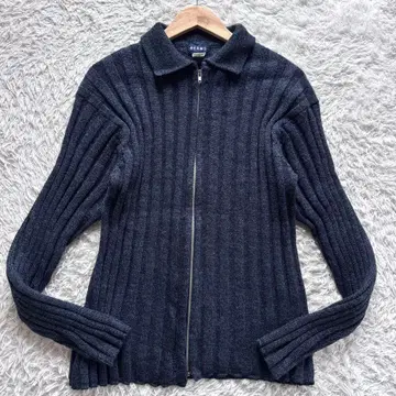 BEAMS 드라이버즈 니트 리브 니트 자켓 네이비 L 울