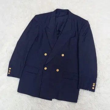 빈티지 네이비 골드 버튼 더블 테일러드 자켓 빅 사이즈 XL
