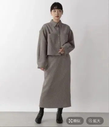 LOWRYS FARM 셋업 자켓 스커트 하운드투스 체크 패턴 가을/겨울