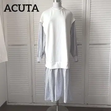 ACUTA 액타 티셔츠 스트라이프 셔츠 도킹 원피스