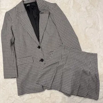 ZARA 자라 하운드투스 체크 무늬 테일러드 자켓 셋업