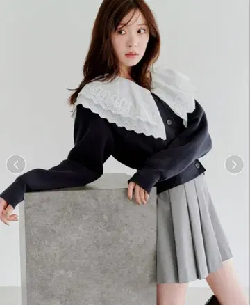 [완판템] SNIDEL 레이스 칼라 니트 풀오버