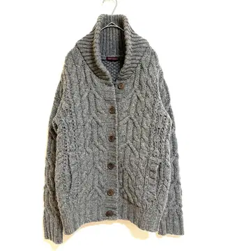 어반 리서치 케이블 니트 가디건 울 100% 리브 내추럴