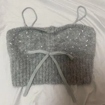 [ Lily Brown ] 리본 니트 뷔스티에 그레이