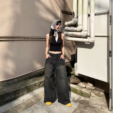 9090 데님 팬츠 블랙 나인티나인티 L