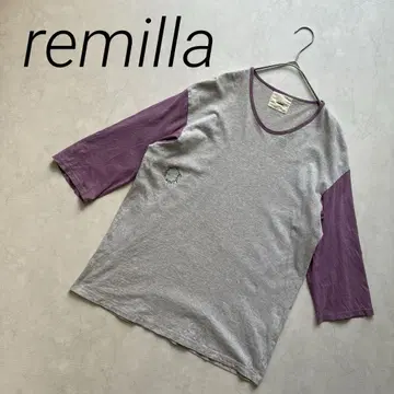 remilla 7부 소매 티셔츠 래글런 그레이 보라색