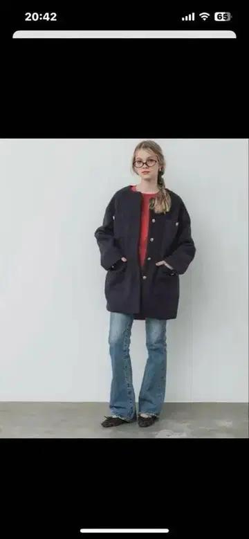 coca 새상품 네이비 노카라 자켓 M