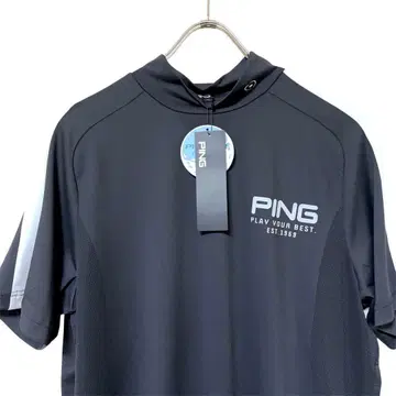 [새상품] PING 고통기 소재 메쉬 하이넥 골프 셔츠 별주 블랙 M