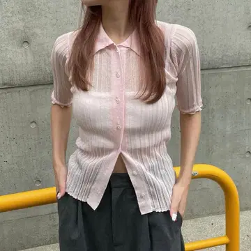 Erme sheer lib polo knit 핑크