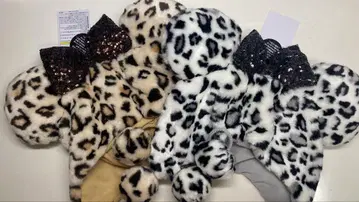 디즈니 미니 팬캡 레오파드 무늬 브라운(베이지) 화이트 2개 세트
