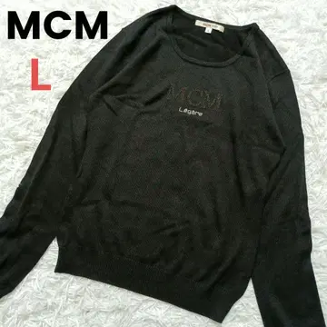 MCM 니트 스웨터 여성용 L 블랙 스팽글 로고