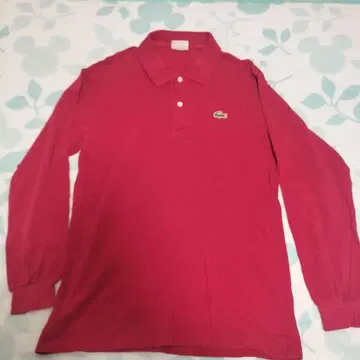 프랑스제 LACOSTE 빨간색 긴팔 피케 셔츠 사이즈 3 라코스테