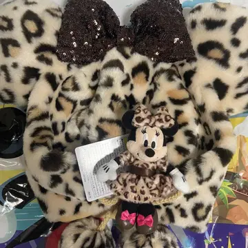 디즈니 레오파드 무늬 미니 팬캡 봉제 인형 참