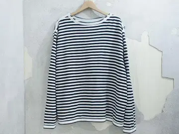 XL CAHLUMN 스트라이프 프렌치 테리 보더 롱 T