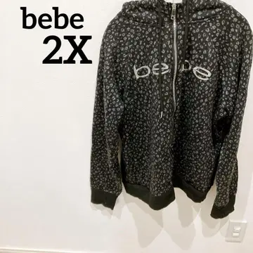한정판 bebe [ 2X ] 레오파드 무늬 집업 후드티 블랙 겨울