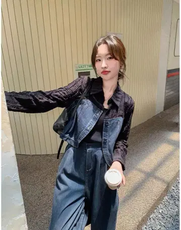 데님 셋업 와이드 팬츠 인디고 M