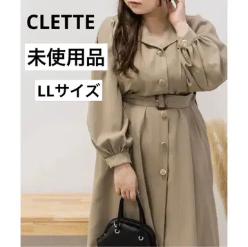 [ 새상품 ] 빅 사이즈 여성용 CLETTE 벨트 오픈 카라 원피스