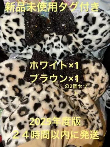 디즈니 팬캡 레오파드 무늬 미니 화이트 브라운