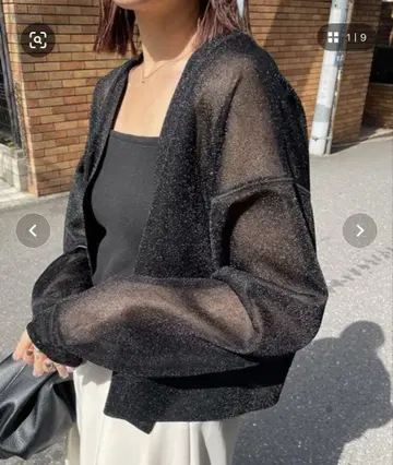 CAPRICIEUX LE'MAGE 라메 시어 가디건 블랙