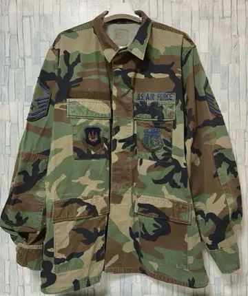 미군 방출 우드랜드 카모플라쥬 BDU 자켓 패치 있음 L-L
