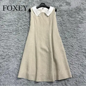 새상품급 10만 폭시 린넨 드레스 원피스 Grasse 화이트 카라 베이지