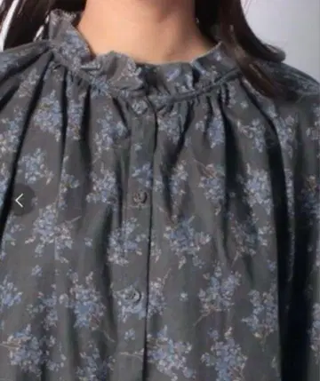 새상품급 사만사 모스모스 수채화 꽃 개더 원피스 차콜 롱 원피스