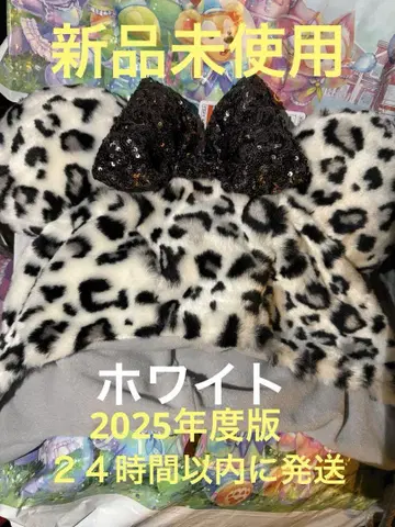 디즈니 팬 캡 레오파드 무늬 미니 화이트