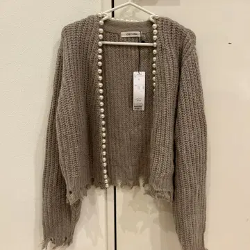 택 포함 새상품 코코딜 펄 가디건