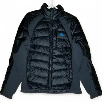 adidas 다운 자켓 로고 자수 절개 여성용 L 블랙