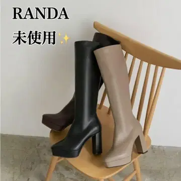 미사용 RANDA 소프트 스트레치 볼륨 스톰 롱 부츠 블랙 S