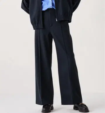 미사용 UNIQLO 브러쉬드 저지 와이드 팬츠 XL 네이비