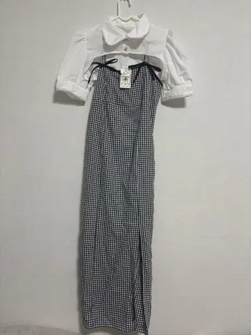apres jour 깅엄 체크 프론트 오픈 원피스