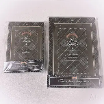 Fukuya 후쿠야 타탄 체크 아크릴 프레임 브로마이드 카드 2개
