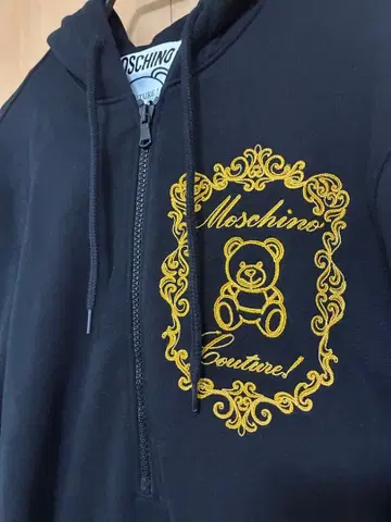 정가 13만 엔 Moschino 테디베어 자수 블랙 후디 원피스