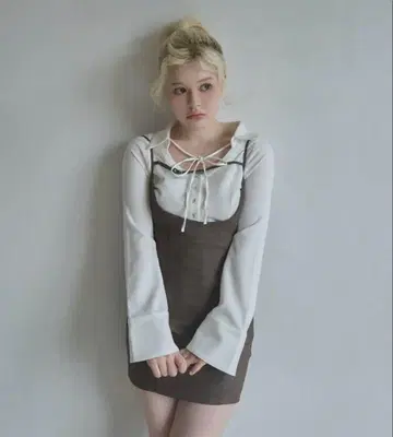 정품 andmary Betty layered check dress