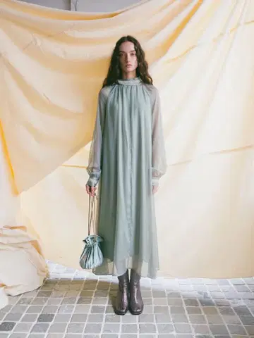 MARTE Cord Embroidery Long Dress 민트