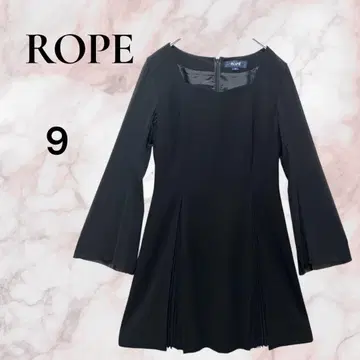 ROPE 플리츠 쉬폰 원피스 블랙 포멀