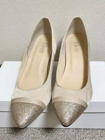 AIMER 세퍼레이트 라메 펌프스 베이지 S