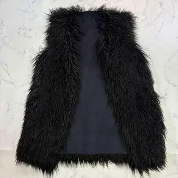 컨디션 최상 ESSENTIEL ANTWERP 인조 모피 베스트 M 블랙