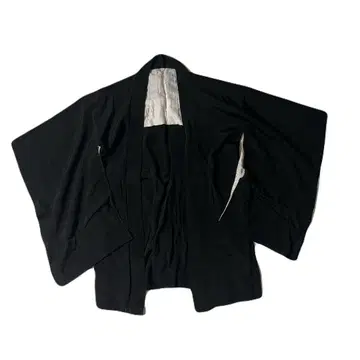 문장 기모노 삼중문 순수 실크 블랙 심플 기모노 겉옷