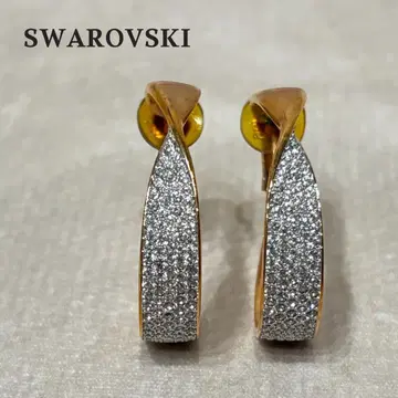 SWAROVSKI 스와로브스키 크리스탈 후프 귀찌 골드
