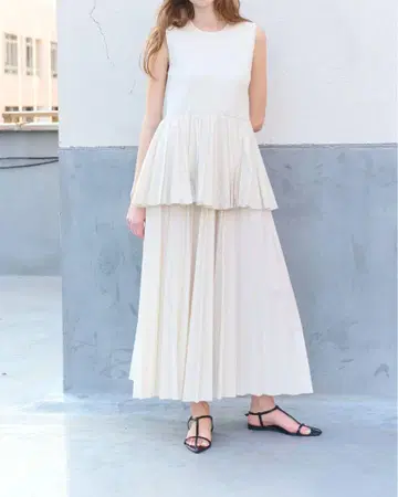 레이어드 플리츠 도킹 원피스 jemma atelier
