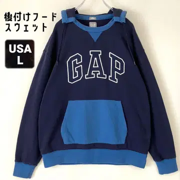 GAP 빈티지풍 후가공 후드 맨투맨 아치 로고 컬러 블록 US/L