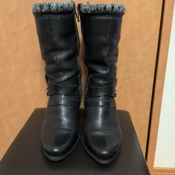 가죽 블랙 부츠 니트 접이식 디자인