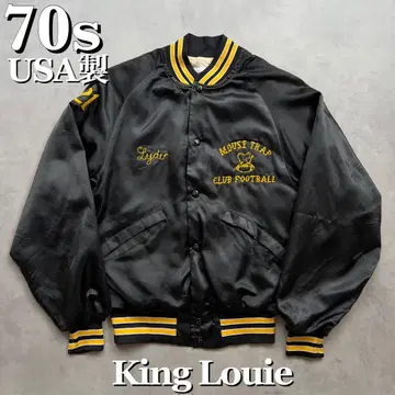70s USA제 King Louie 바시티 자켓 체인 스티치 빈티지