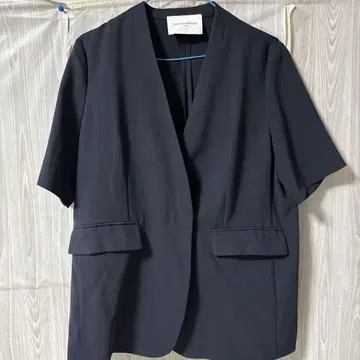 유나이티드 애로우즈 하프 슬리브 자켓 노카라 자켓 네이비