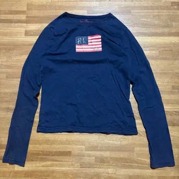 랄프 로렌 성조기 로고 큐빅 롱 T셔츠 네이비 M