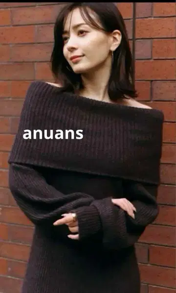 [ anuans ] 아뉴앙스 오프숄더 니트 원피스 M