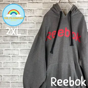 USA 구제 의류 Reebok 빅 로고 프린트 풀오버 후드티 2XL
