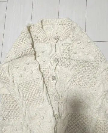 빈티지 아이보리 케이블 짜임 가디건